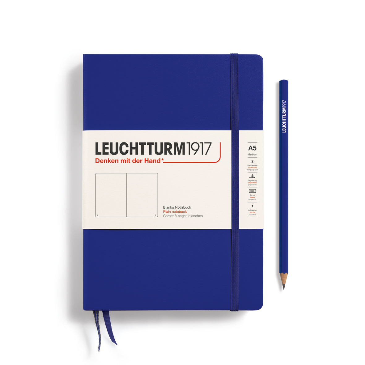 LEUCHTTURM1917 HC Notebook, Medium (A5), 251 p., Plain - Ink Blue