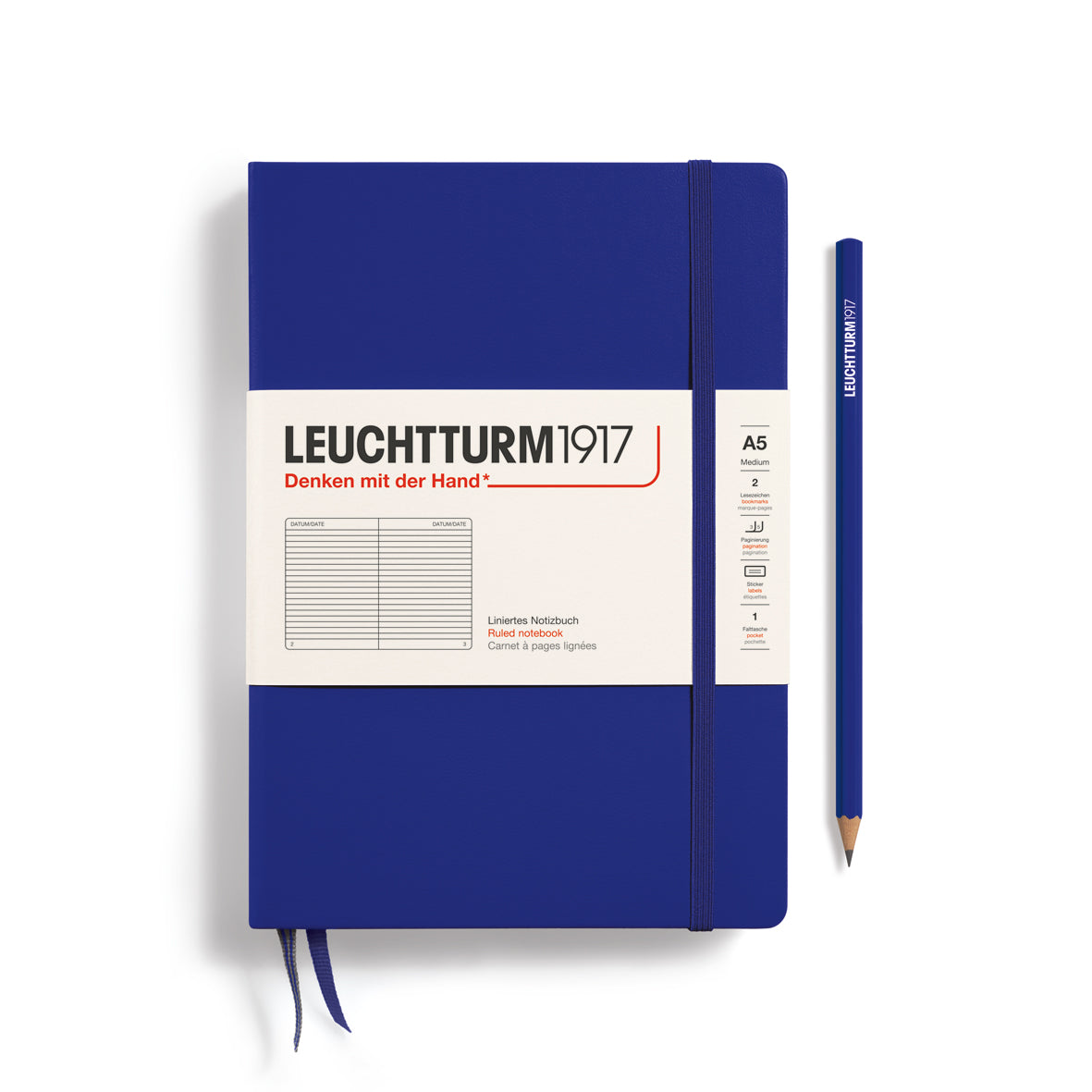 LEUCHTTURM1917 HC Notebook, Medium (A5), 251 p., Ruled - Ink Blue