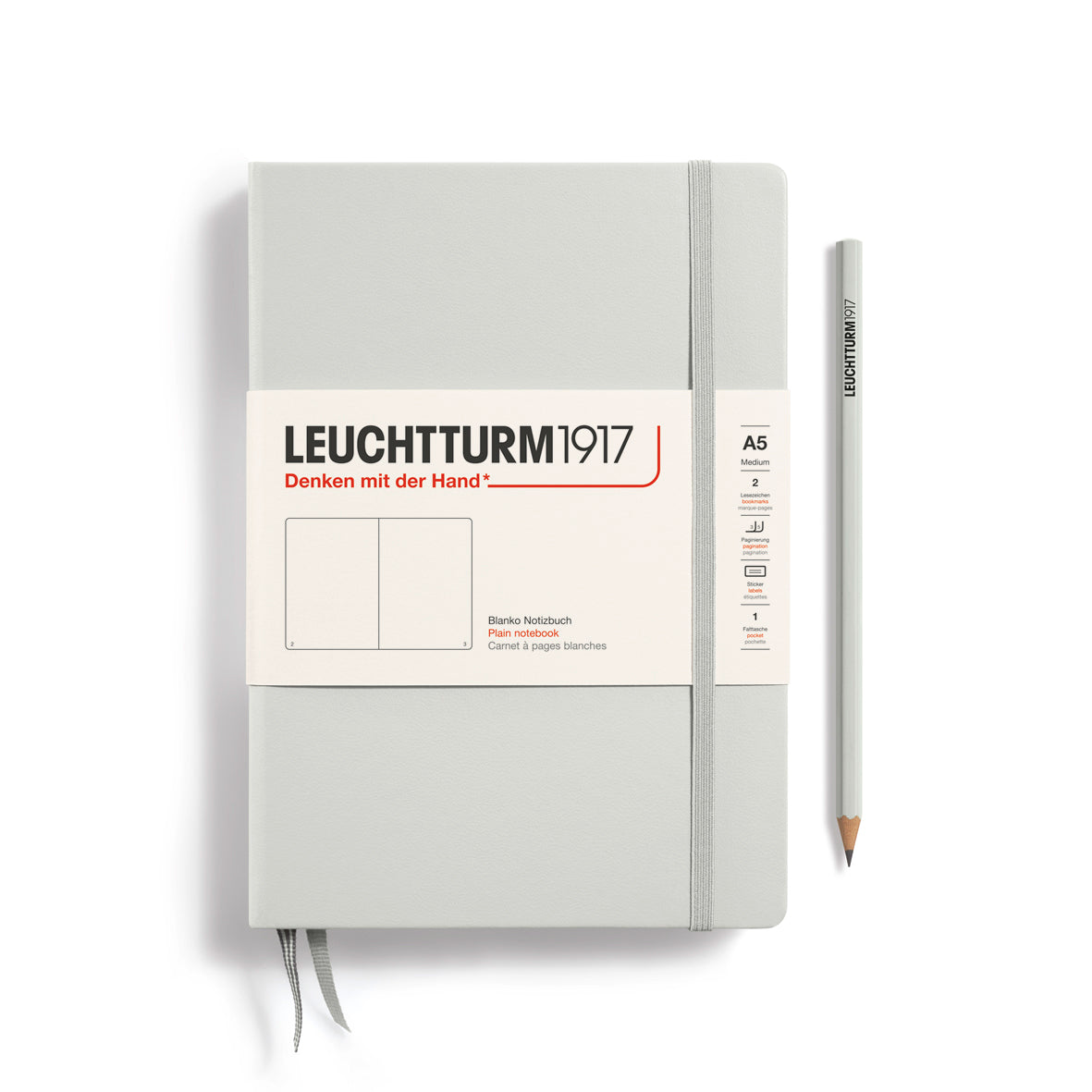 LEUCHTTURM1917 HC Notebook, Medium (A5), 251 p., Plain - Light Gray