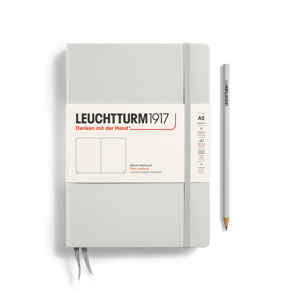 LEUCHTTURM1917 HC Notebook, Medium (A5), 251 p., Plain - Light Gray