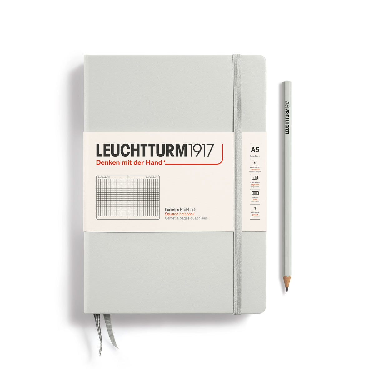LEUCHTTURM1917 Hardcover Notebook Medium (A5), 251 p., squared - Light Grey