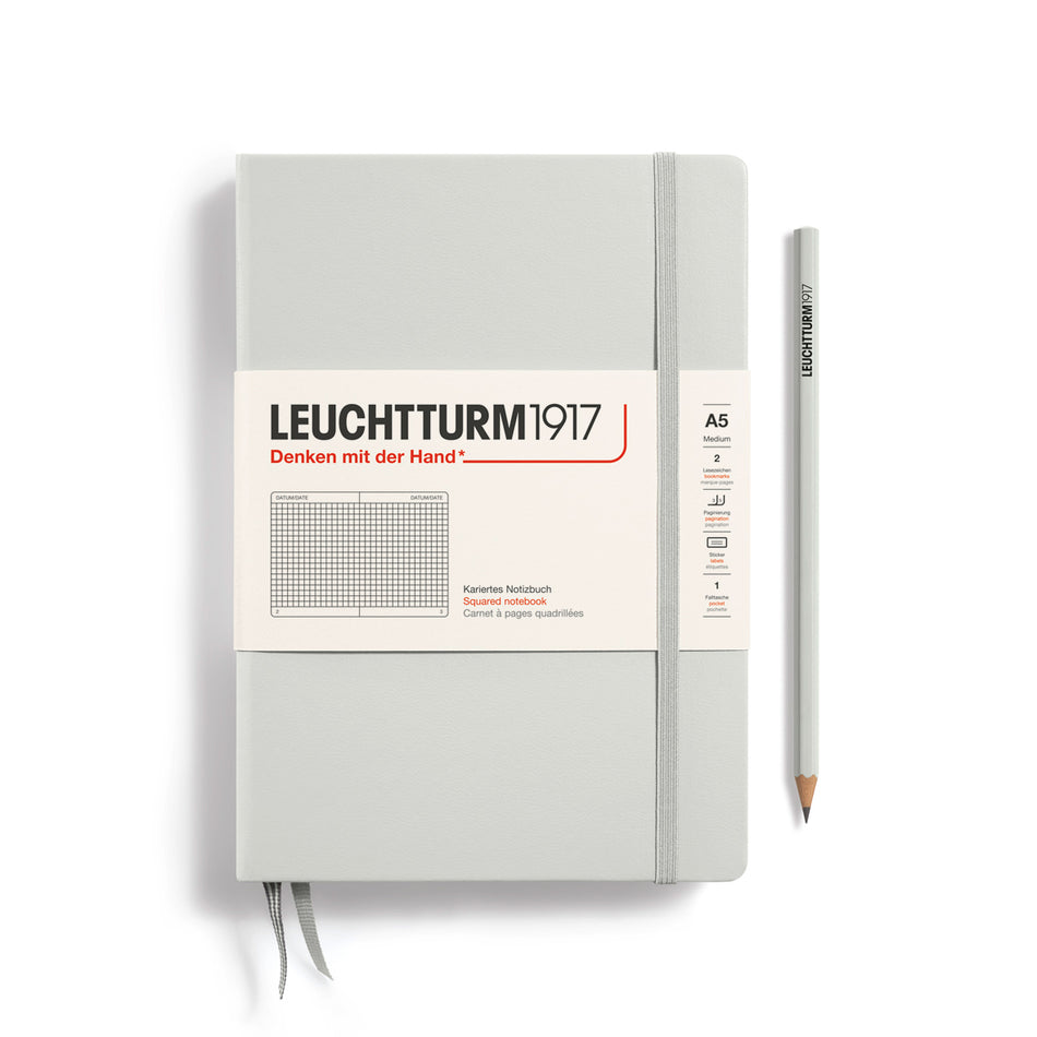 LEUCHTTURM1917 Hardcover Notebook Medium (A5), 251 p., squared - Light Grey
