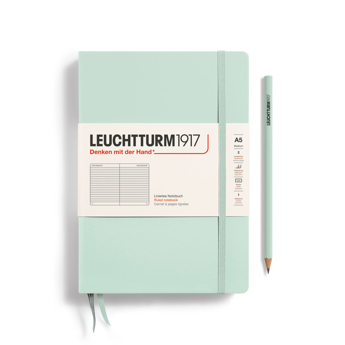LEUCHTTURM1917 HC Notebook, Medium (A5), 251 p., Ruled - Mint Green