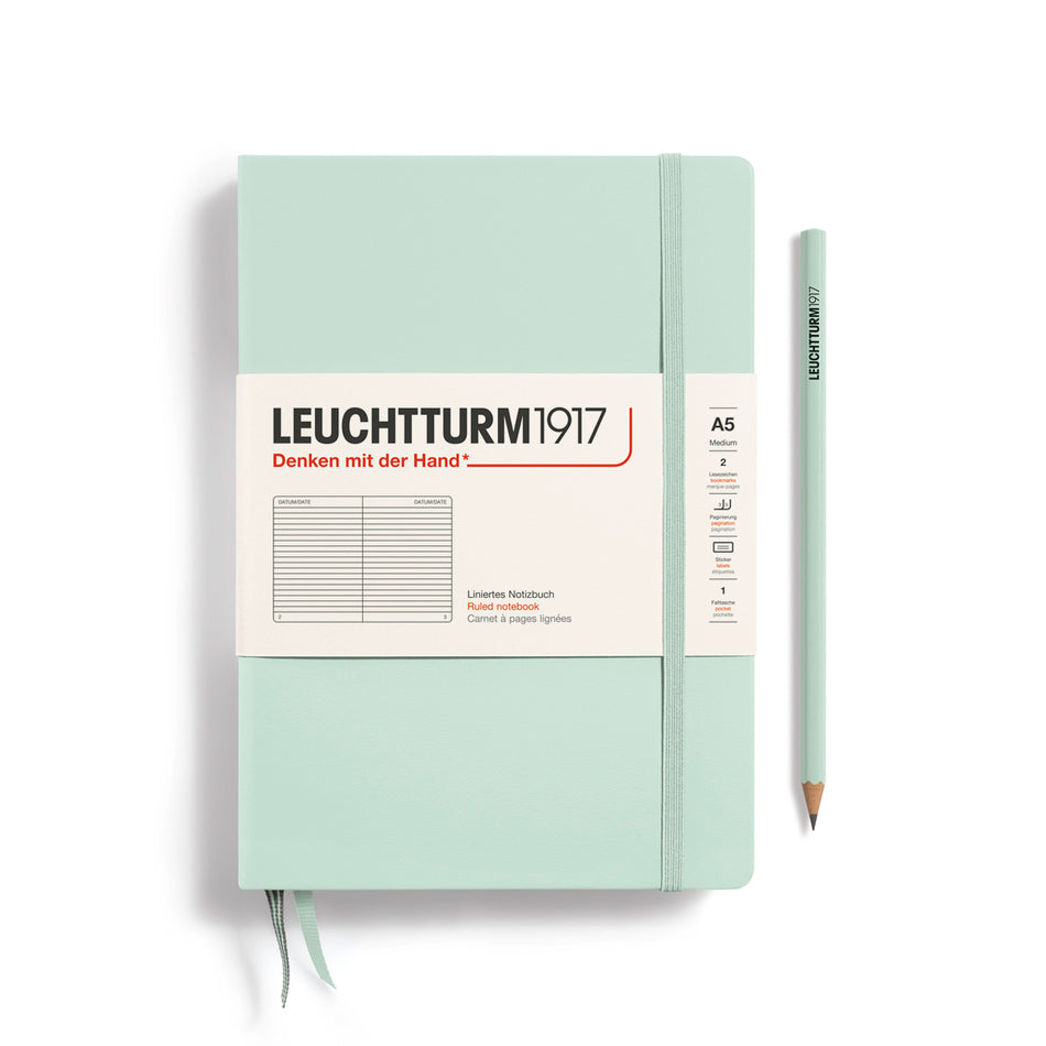 LEUCHTTURM1917 HC Notebook, Medium (A5), 251 p., Ruled - Mint Green