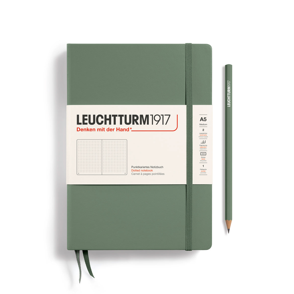 LEUCHTTURM1917 HC Notebook, Medium (A5), 251 p., Dotted - Olive Green