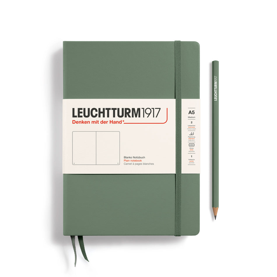 LEUCHTTURM1917 HC Notebook, Medium (A5), 251 p., Plain - Olive Green