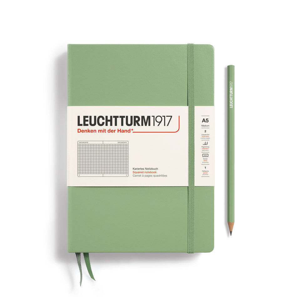 LEUCHTTURM1917 HC Notebook, Medium (A5), 251 p., Squared - Sage