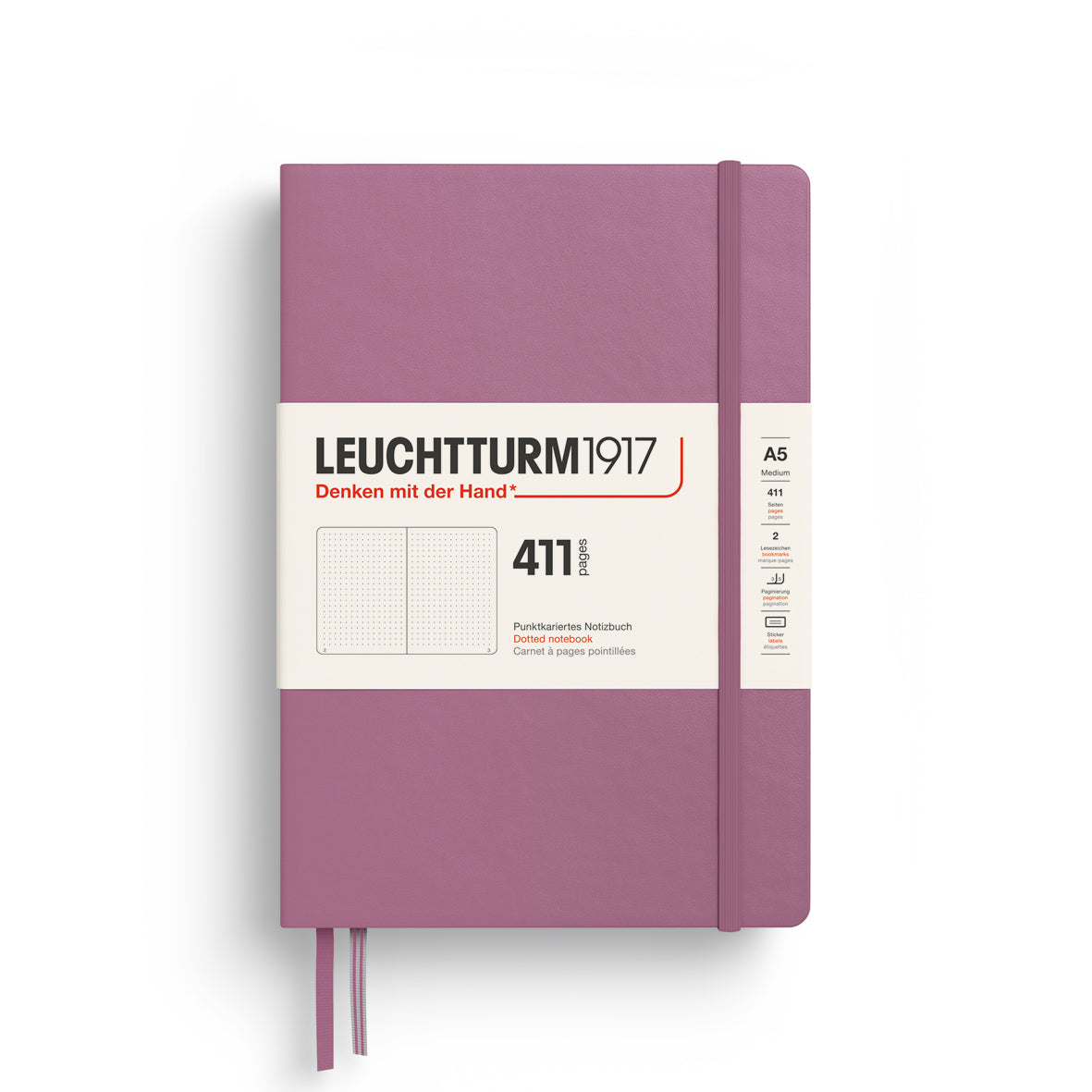LEUCHTTURM1917 Notebook Medium (A5) HC, 411 Numbered Pages, Dotted - Dusty Rose Pink