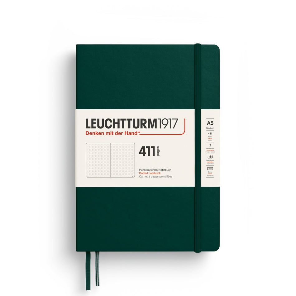 LEUCHTTURM1917 Notebook Medium (A5) HC, 411 Numbered Pages, Dotted - Forest Green
