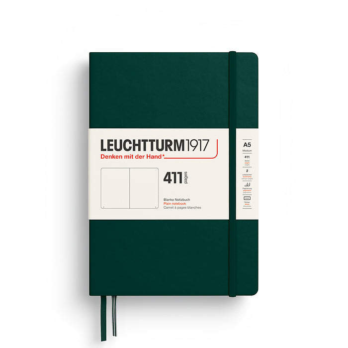 LEUCHTTURM1917 Notebook Medium (A5) HC, 411 Numbered Pages, Plain - Forest Green