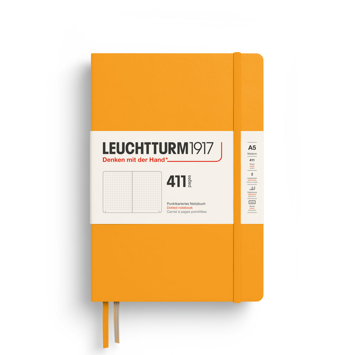 LEUCHTTURM1917 Notebook Medium (A5) HC, 411 Numbered Pages, Dotted - Rising Sun Yellow