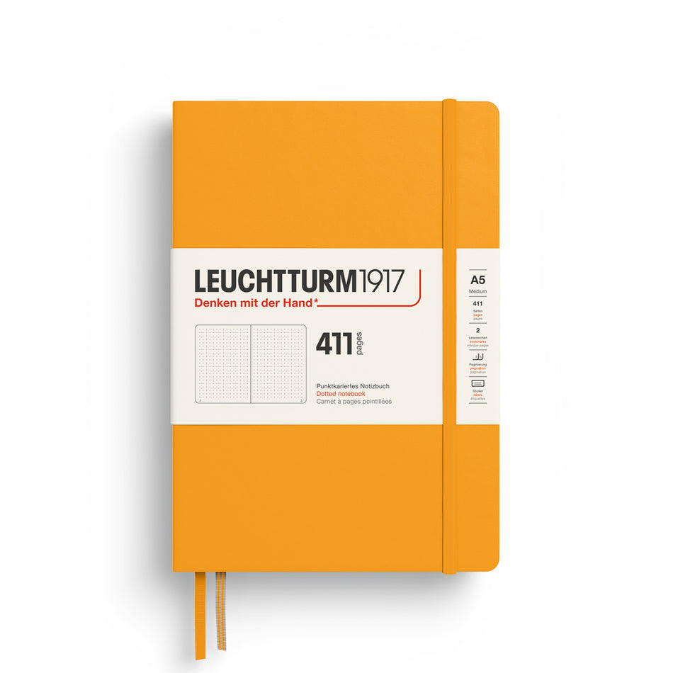 LEUCHTTURM1917 Notebook Medium (A5) HC, 411 Numbered Pages, Dotted - Rising Sun Yellow