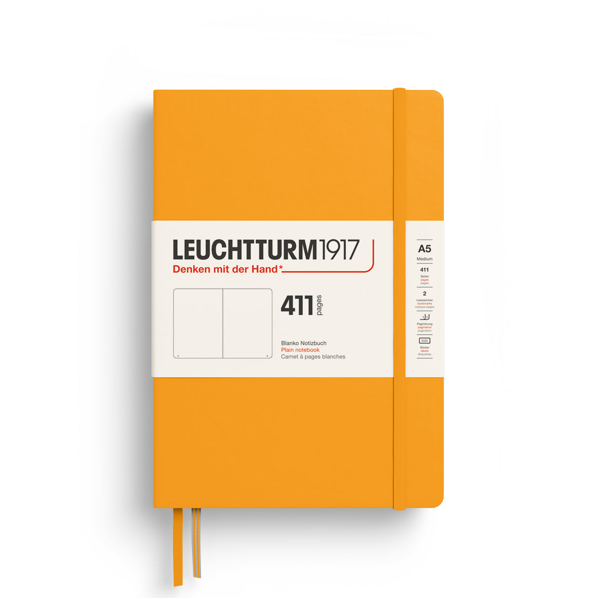 LEUCHTTURM1917 Notebook Medium (A5) HC, 411 Numbered pages, Plain - Rising Sun Yellow