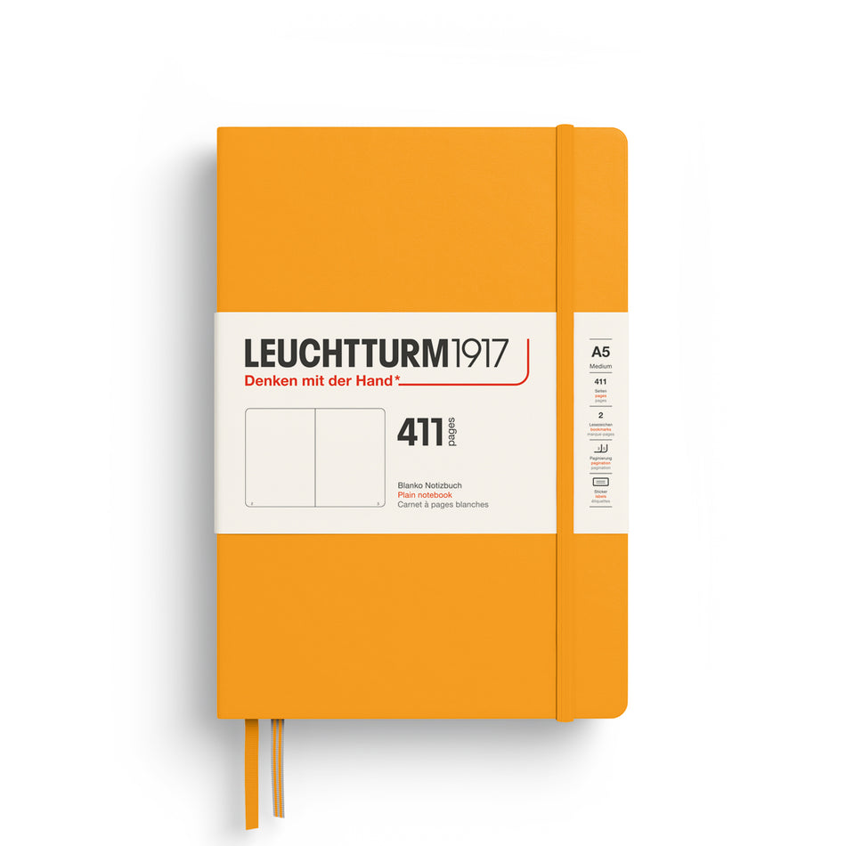 LEUCHTTURM1917 Notebook Medium (A5) HC, 411 Numbered pages, Plain - Rising Sun Yellow