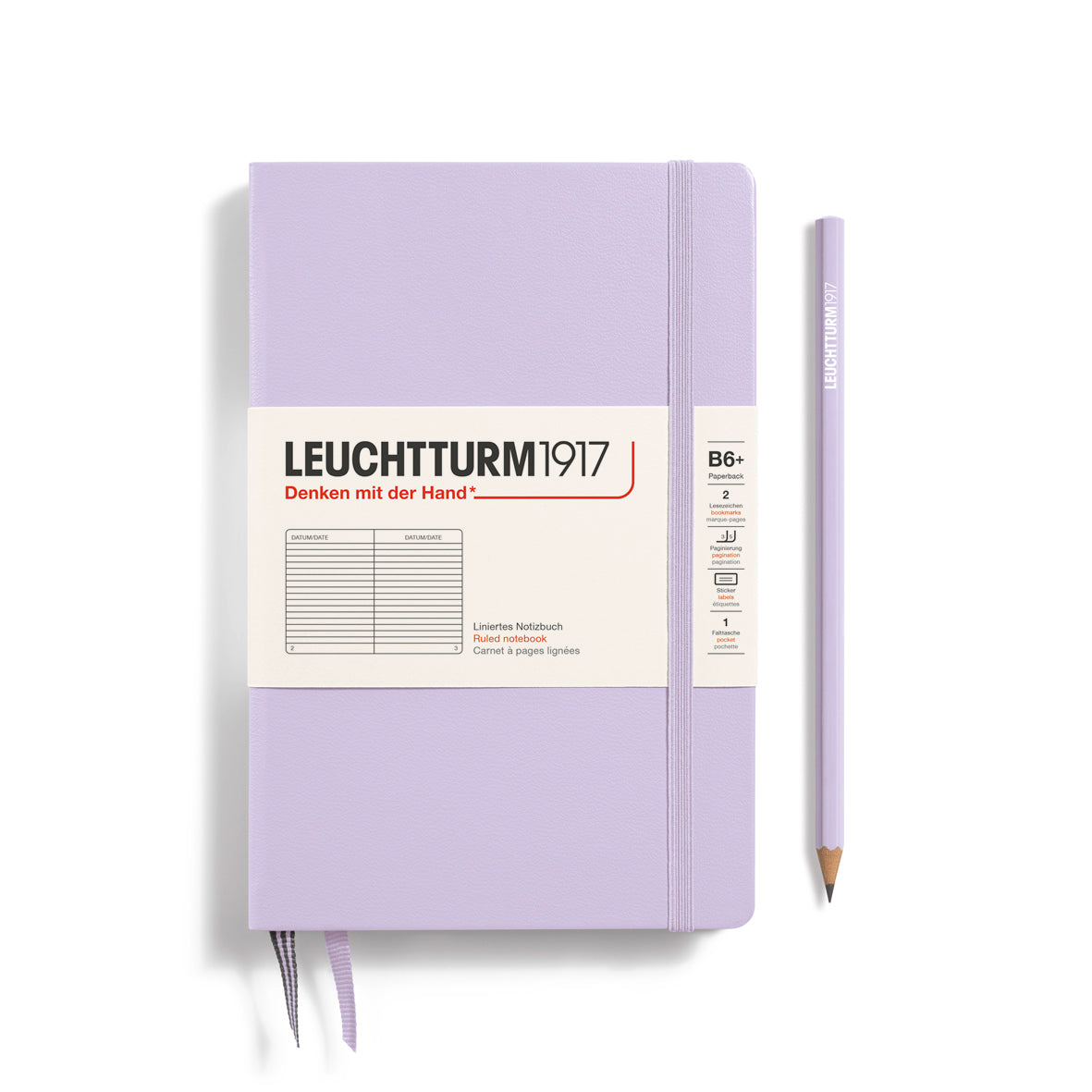 LEUCHTTURM1917 Notebook Paperback (B6+), Hardcover, 219 numbered pages, Ruled - Lilac Purple