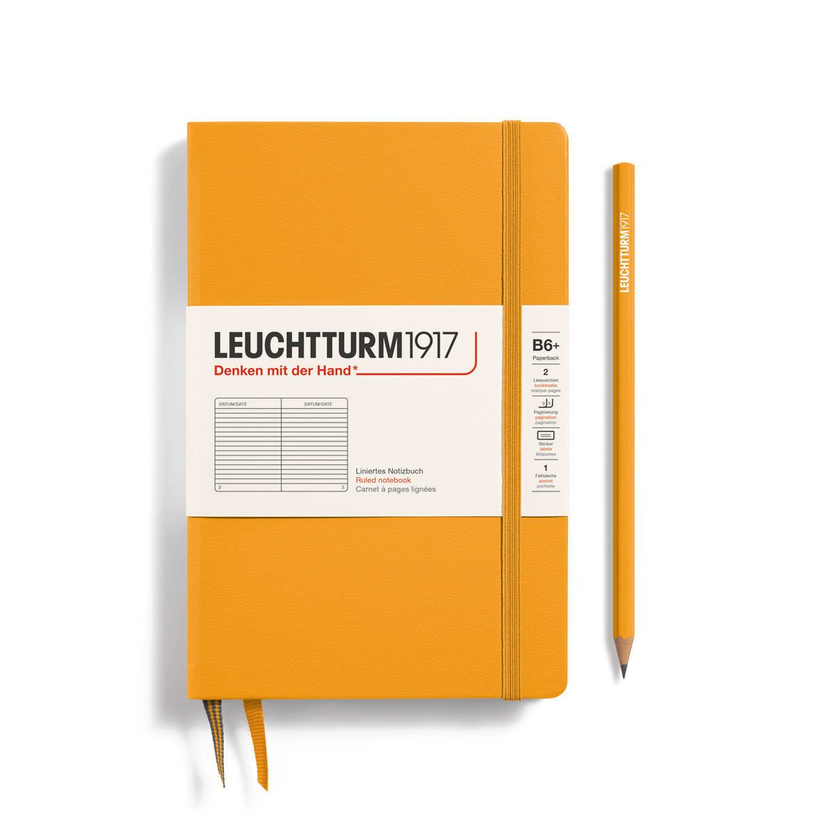 LEUCHTTURM1917 Notebook Hardcover Paperback (B6+), Ruled, 123 pages - Rising Sun