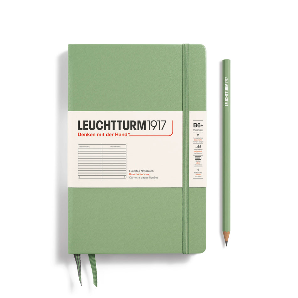 LEUCHTTURM1917 Notebook Hardcover Paperback (B6+), Ruled, 123 pages - Sage Green