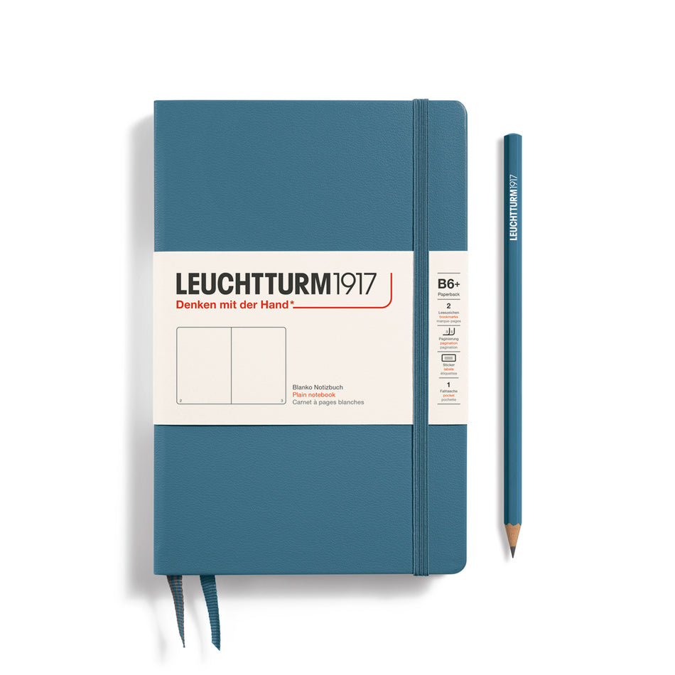 LEUCHTTURM1917 Notebook HC Paperback (B6+), Hardcover, 219p., Plain - Stone Blue