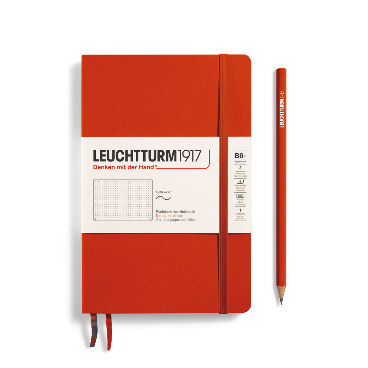 LEUCHTTURM1917 Notebook Softcover Paperback (B6+), Dotted, 123 pages - Fox Red