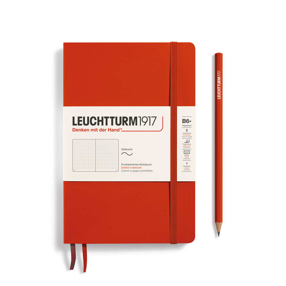 LEUCHTTURM1917 Notebook Softcover Paperback (B6+), Dotted, 123 pages - Fox Red