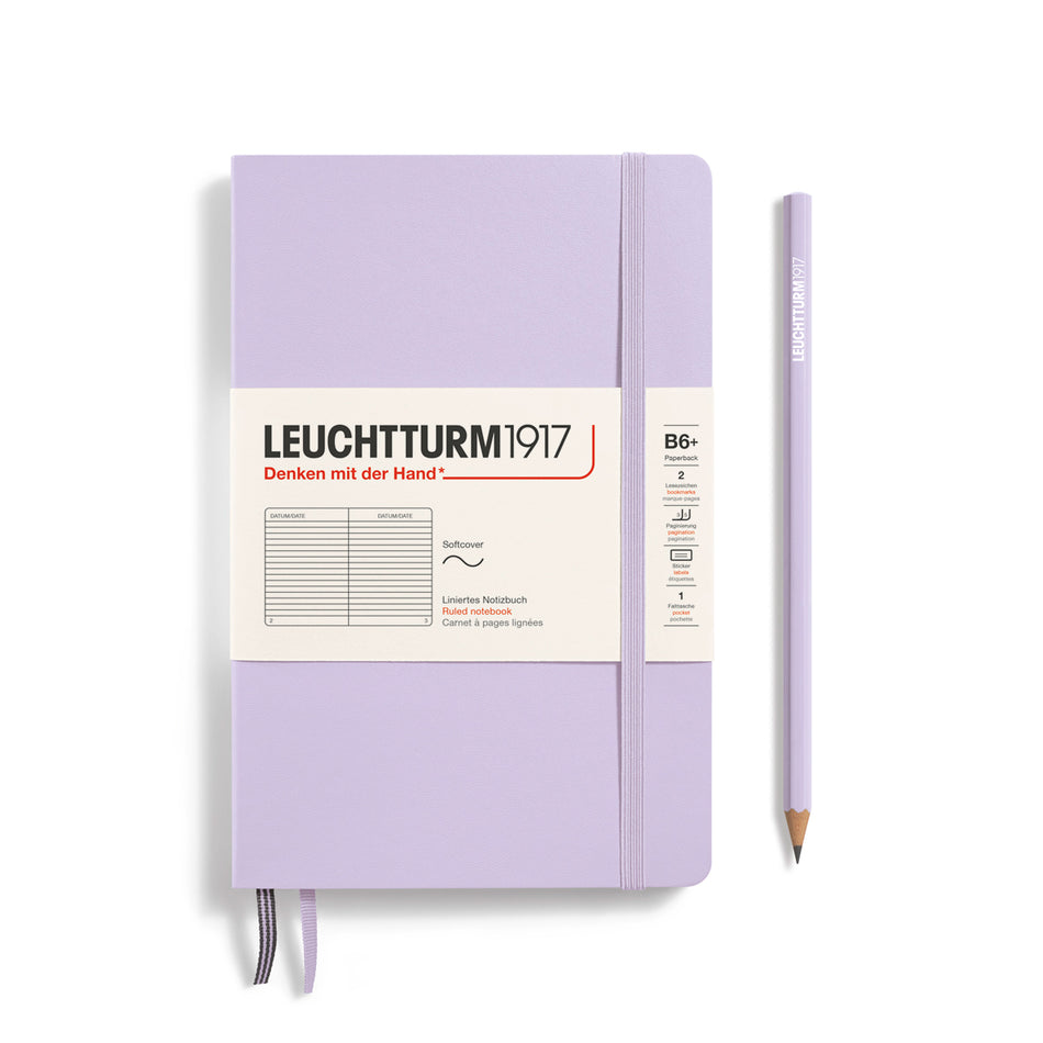 LEUCHTTURM1917 Notebook paperback (B6+), Softcover, 123 numbered pages, Lined, Lilac Purple