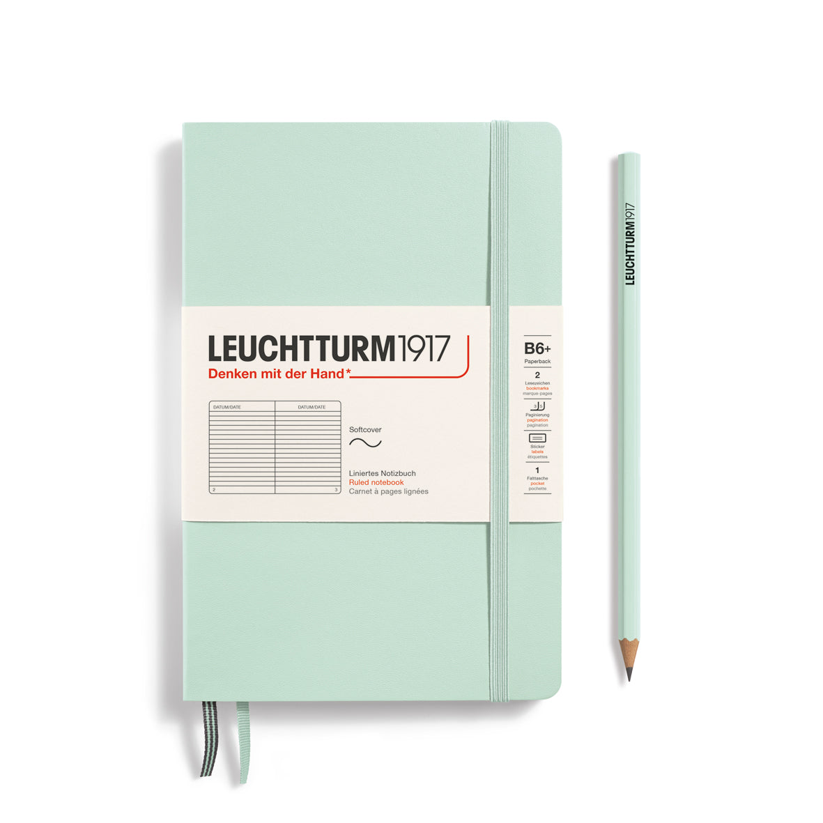 LEUCHTTURM1917 Notebook Softcover Paperback (B6+), Ruled, 123 pages - Mint Green