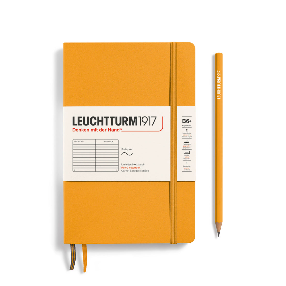 LEUCHTTURM1917 Notebook Paperback (B6+) Ruled, Softcover, 123 Numbered Pages - Rising Sun