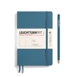 LEUCHTTURM1917 Notebook Paperback (B6+) Plain, Softcover, 123 Numbered Pages - Stone Blue