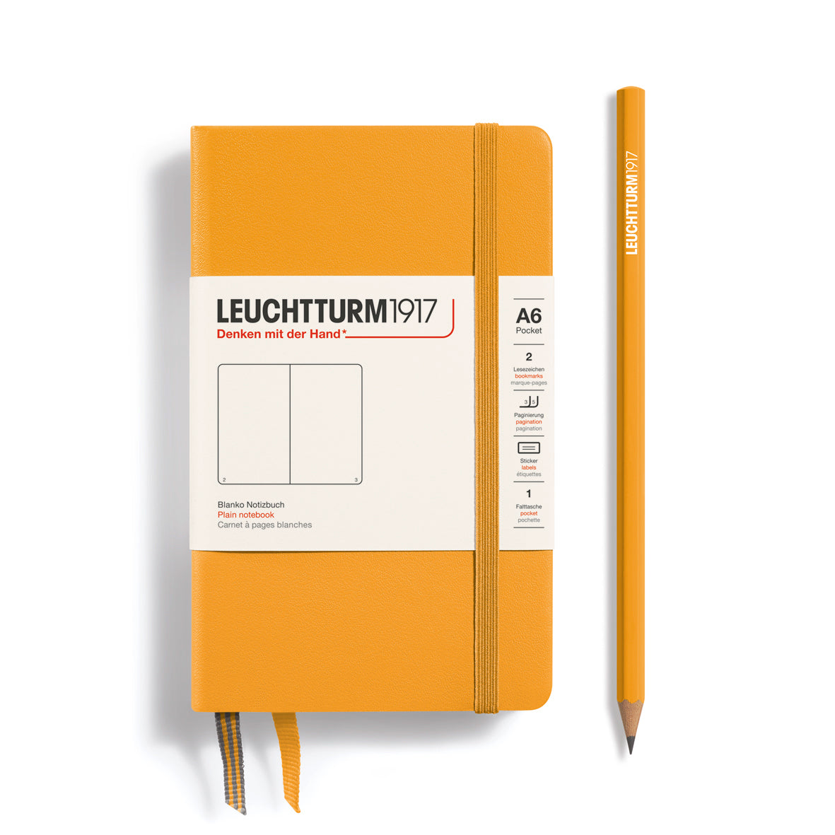 LEUCHTTURM1917 Notebook Hardcover Pocket (A6), 187 pages, Plain - Rising Sun Yellow