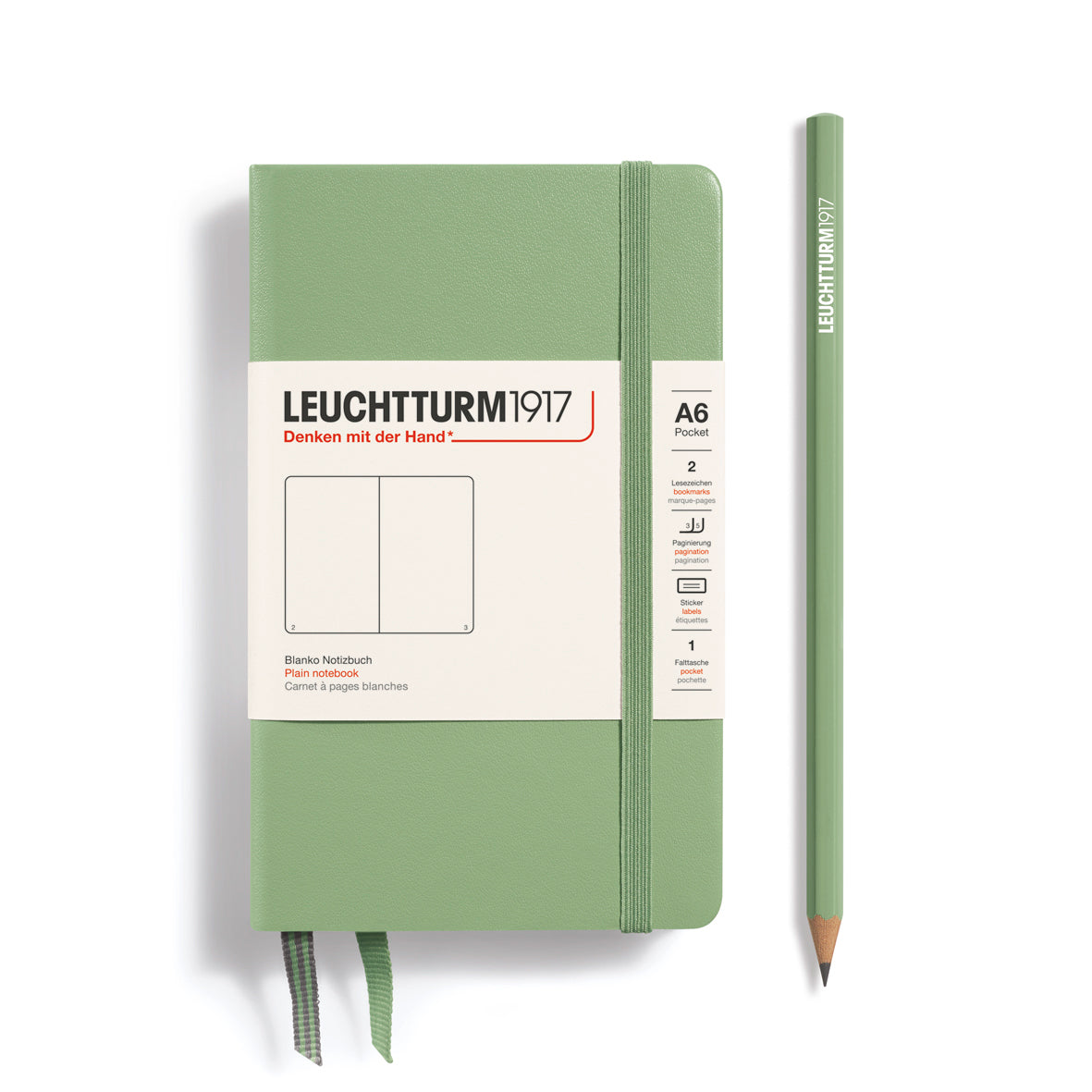 LEUCHTTURM1917 Notebook HC Pocket (A6), 187 pages, Plain - Sage Green