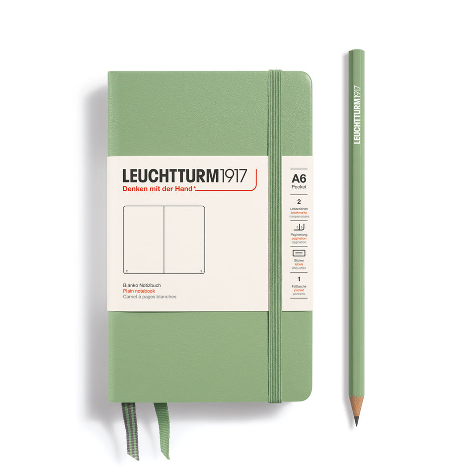 LEUCHTTURM1917 Notebook HC Pocket (A6), 187 pages, Plain - Sage Green