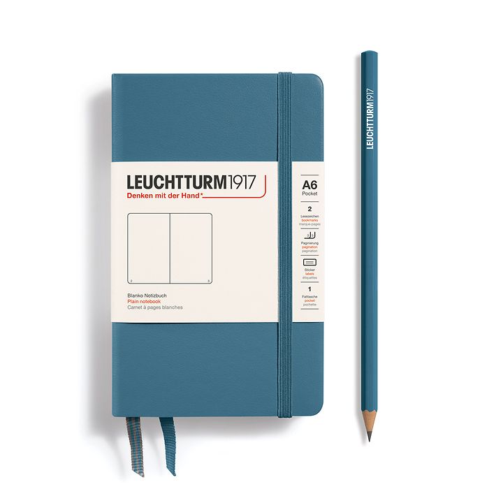 LEUCHTTURM1917 Notebook Softcover Pocket (A6), 123 pages, Plain - Stone Blue