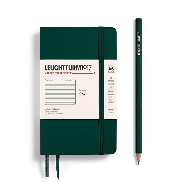 LEUCHTTURM1917 Notebook SC Pocket (A6), Ruled, 123 pages - Forest Green