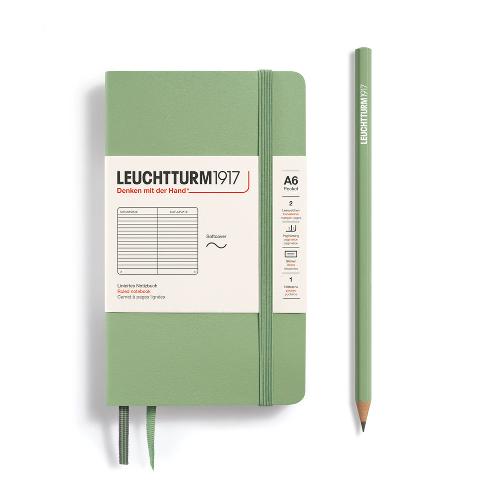 LEUCHTTURM1917 SC Notebook, Pocket (A6),123 p., Ruled - Sage Green