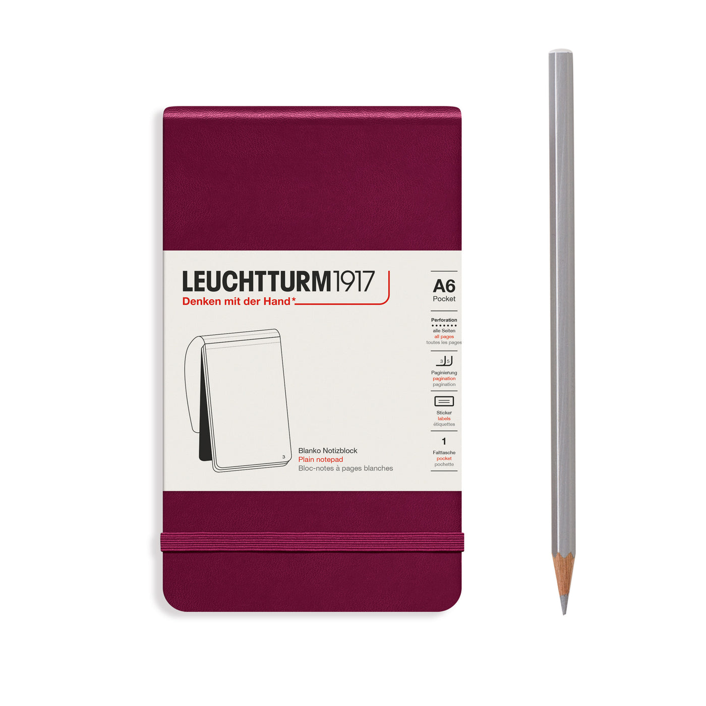 LEUCHTTURM1917 Notepad (A6), 184 p., plain - Port Red