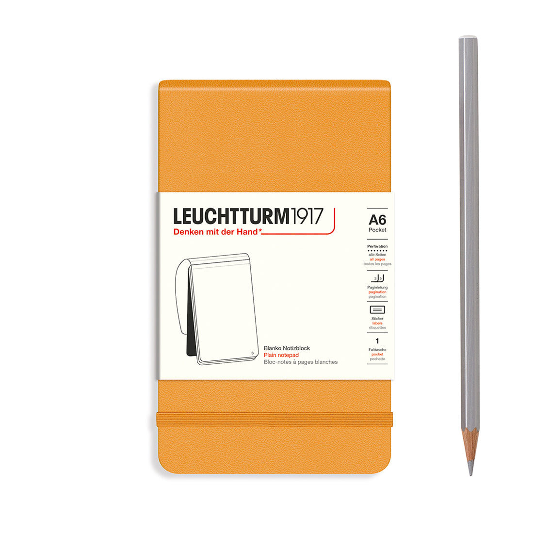 LEUCHTTURM1917 Pocket (A6) Notepad, 184 p., plain - Rising Sun Yellow