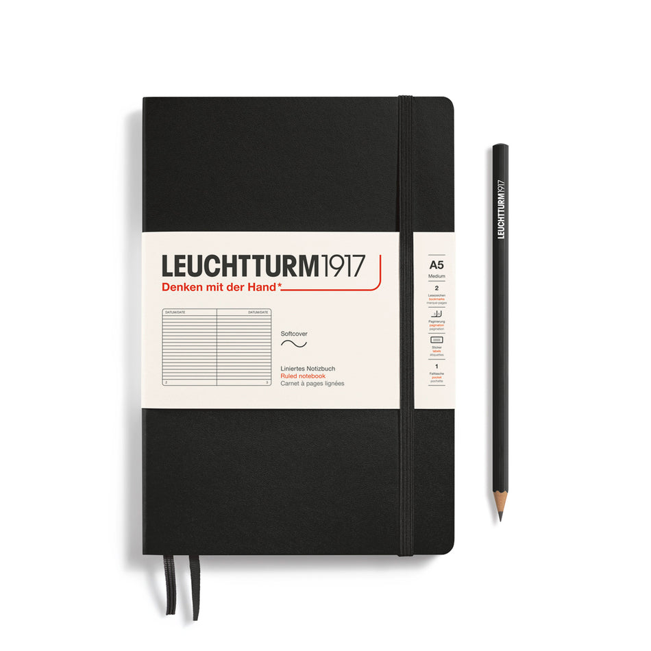 LEUCHTTURM1917 SC Notebook, Medium (A5), 123 p., Ruled - Black
