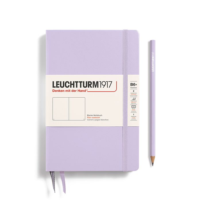 LEUCHTTURM1917 Notebook Paperback (B6+), Hardcover, Plain, 219 numbered pages, Lilac Purple
