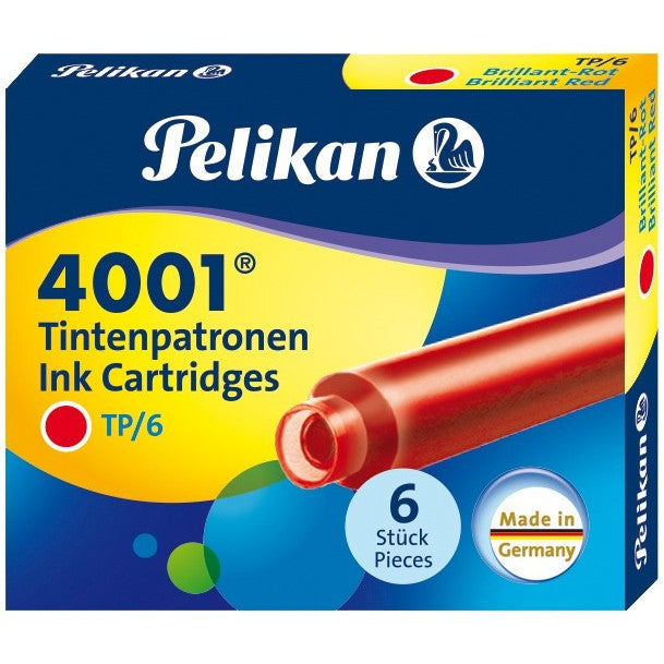 Pelikan 4001 Ink Cartridges - TP6 Brilliant Red - Short