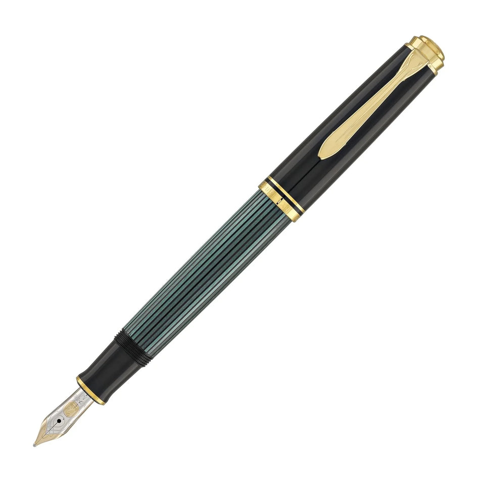 Pelikan Souverän M800 Fountain Pen - Black/Green with Gold Accents