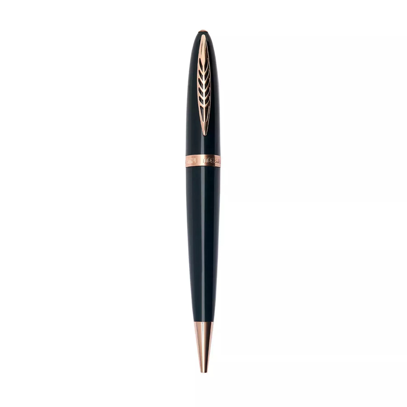 Pineider Modern Times Ballpoint - Black - Rosegold Trim
