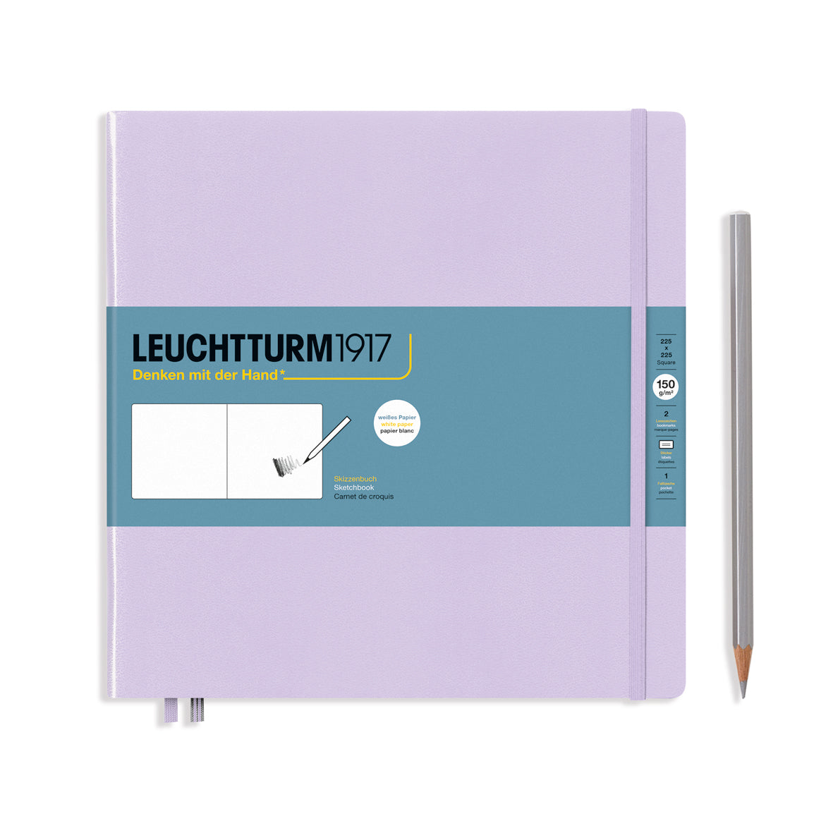 LEUCHTTURM1917 Sketchbook, Square (225 x 225mm), Hardcover, Plain, 112 pages(150gsm) - Liliac
