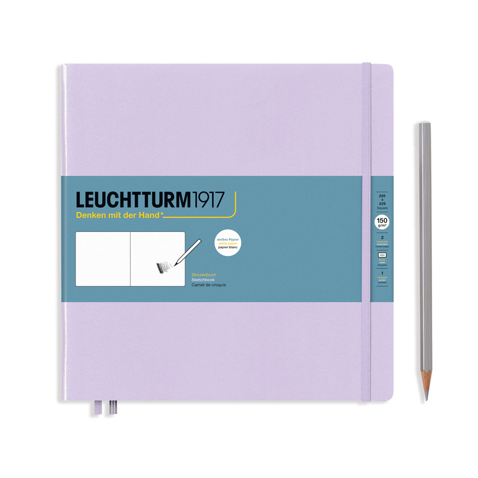 LEUCHTTURM1917 Sketchbook, Square (225 x 225mm), Hardcover, Plain, 112 pages(150gsm) - Liliac