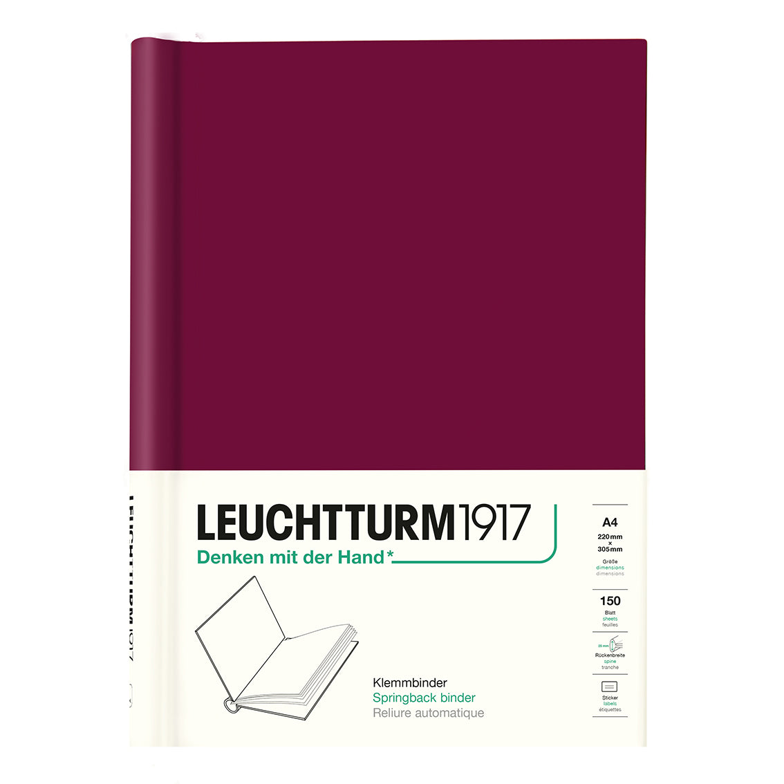 LEUCHTTURM1917 Springback Binder PEKA A4, max. 150 pages, Port Red