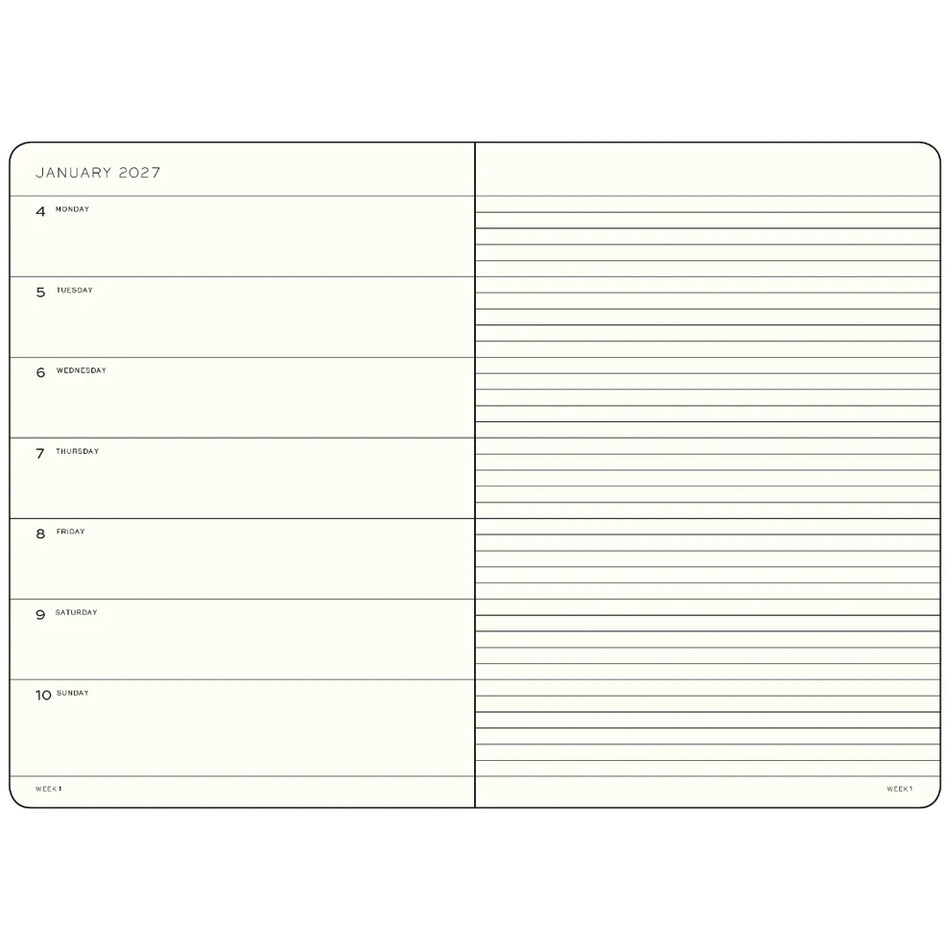 Leuchtturm1917 2027 A6 Weekly Planner & Notebook Pocket - Black