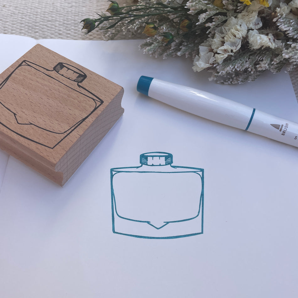 Saiko Stationery Wooden Handle Ink Swatching Stamp - Japanese Ink Bottle