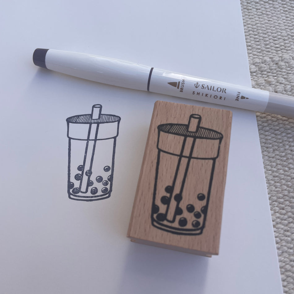 Saiko Stationery Wooden Handle Ink Swatching Stamp - Boba