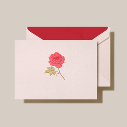 Engraved Rose Notes on Light Pink Paper Stationery Set