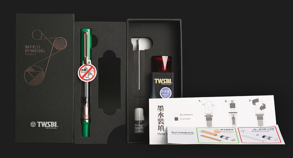 TWSBI ECO-T Fountain Pen - Royal Jade Rose Gold and Ink Combo (d)