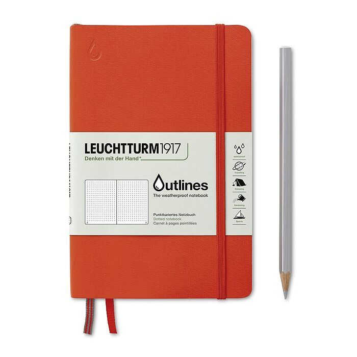 LEUCHTTURM1917 Outlines Weather-Proof B6+ Dotted Notebook - Signal Orange